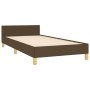 Estructura de cama sin colchón tela marrón oscuro 90x190 cm
