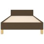 Estructura de cama sin colchón tela marrón oscuro 90x190 cm