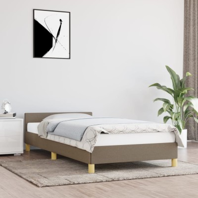 Estructura de cama con cabecero sin colchón tela taupe 80x200cm