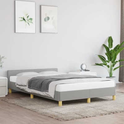 Estructura de cama sin colchón tela gris claro 120x200 cm
