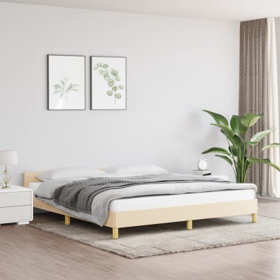 Cama sin colchón tela color crema 160x200 cm