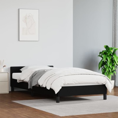 Estructura de cama con cabecero sin colchón negro 90x200 cm