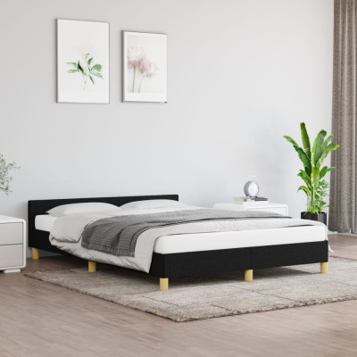 Cama sin colchón tela negro 140x190 cm
