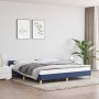 Estructura de cama con cabecero sin colchón tela azul 180x200cm