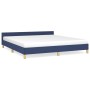 Estructura de cama con cabecero sin colchón tela azul 180x200cm