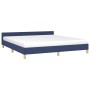 Estructura de cama con cabecero sin colchón tela azul 180x200cm