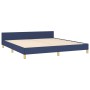Estructura de cama con cabecero sin colchón tela azul 180x200cm