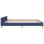 Estructura de cama con cabecero sin colchón tela azul 180x200cm
