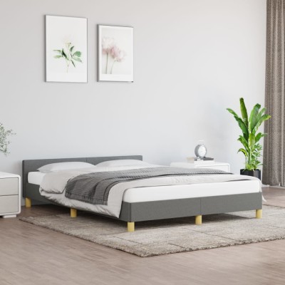 Estructura de cama sin colchón tela gris oscuro 140x200 cm