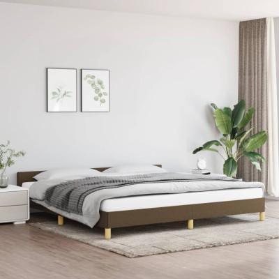Cama sin colchón tela marrón oscuro 200x200 cm