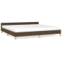Cama sin colchón tela marrón oscuro 200x200 cm