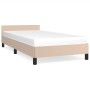 Estructura de cama cabecero cuero sintético capuchino 90x200 cm