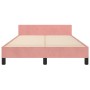 Cama con cabecero sin colchón terciopelo rosa 120x200 cm