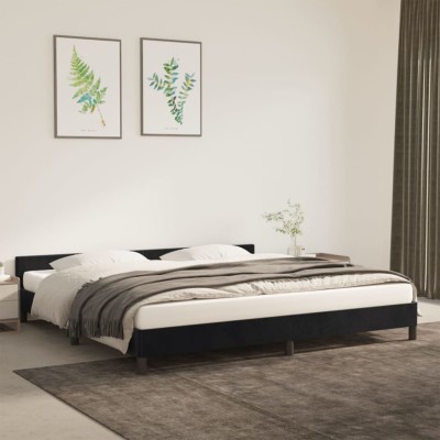 Estructura cama sin colchón terciopelo negro 200x200 cm