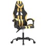 Silla gaming giratoria cuero sintético negro y dorado