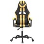 Silla gaming giratoria cuero sintético negro y dorado