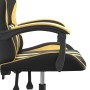 Silla gaming giratoria cuero sintético negro y dorado