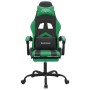 Silla gaming giratoria y reposapiés cuero sintético negro verde