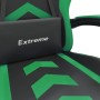Silla gaming giratoria y reposapiés cuero sintético negro verde