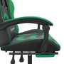 Silla gaming giratoria y reposapiés cuero sintético negro verde