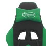 Silla gaming giratoria y reposapiés cuero sintético negro verde