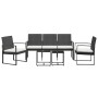 Set comedor de jardín 5 pzas con cojines PP aspecto ratán negro