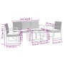 Set comedor de jardín 5 pzas con cojines PP aspecto ratán negro
