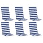 Cojines de silla de respaldo alto 6 uds tela rayas azul&blanco
