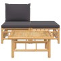 Set de muebles de jardín 3 piezas bambú con cojines gris oscuro