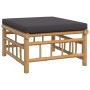 Set de muebles de jardín 3 piezas bambú con cojines gris oscuro