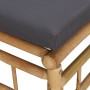 Set de muebles de jardín 3 piezas bambú con cojines gris oscuro