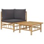 Set de muebles de jardín 2 piezas bambú con cojines gris oscuro