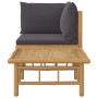 Set de muebles de jardín 2 piezas bambú con cojines gris oscuro