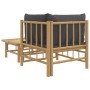 Set de muebles de jardín 2 piezas bambú con cojines gris oscuro