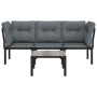 Set de muebles de jardín 4 piezas ratán sintético negro y gris