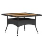 Set comedor jardín 5 pzas ratán sintético y madera acacia negro
