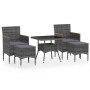 Set comedor jardín 5 pzas ratán sintético vidrio templado gris