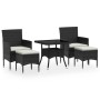 Set comedor jardín 5 pzas ratán sintético vidrio templado negro