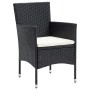 Set de comedor de jardín 7 pzas y cojines ratán sintético negro