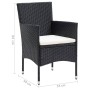 Juego muebles jardín 5 pzas con cojines ratán sintético negro