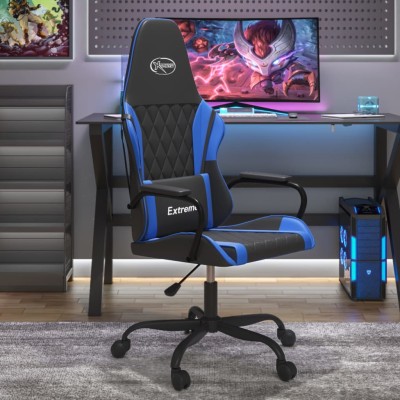 Silla gaming cuero sintético negro y azul