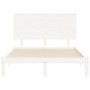 Estructura de cama con cabecero madera maciza blanco 120x200 cm