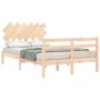 Estructura de cama con cabecero madera maciza 120x200 cm