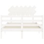 Estructura cama de matrimonio con cabecero madera maciza blanco
