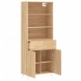 Aparador alto madera contrachapada color roble 69,5x34x180 cm