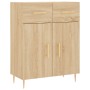 Aparador alto madera contrachapada color roble 69,5x34x180 cm