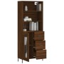 Aparador alto madera contrachapada marrón roble 69,5x34x180 cm