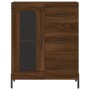 Aparador alto madera contrachapada marrón roble 69,5x34x180 cm