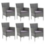 Juego muebles jardín 7 pzas con cojines ratán sintético gris