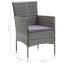 Juego muebles jardín 7 pzas con cojines ratán sintético gris